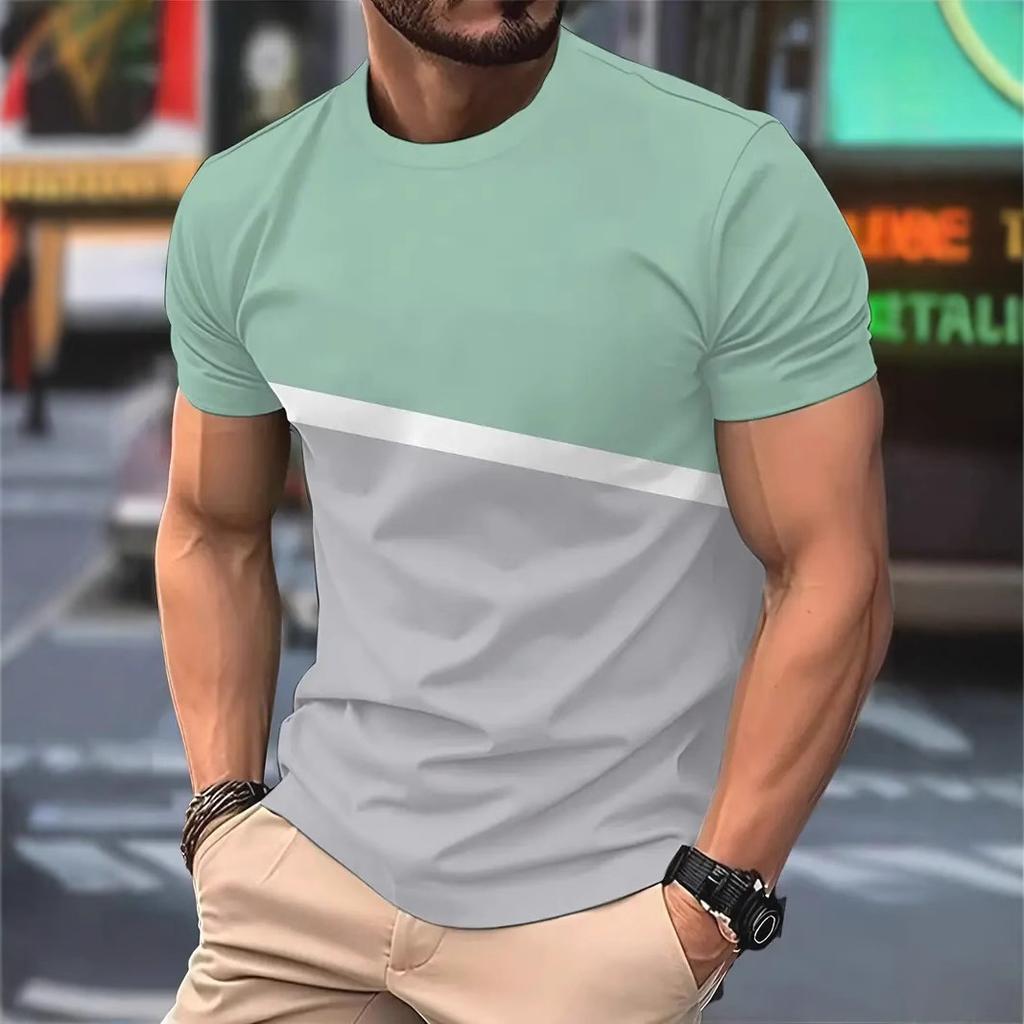 Men'S Fashion T-Shirts Short Sleeve 3D Printed Street Style T Shirt Summer Stripe Graphic Hip Hop Casual Tops