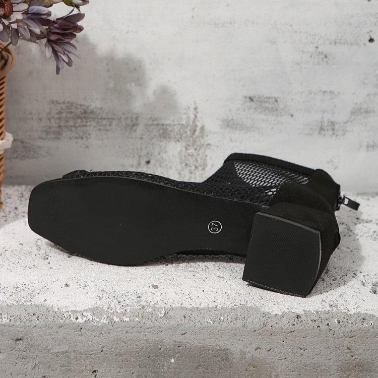 Сандалии с крупной сеткой для женщин на весну и лето, модные и универсальные, римские туфли на резиновой молнии, сандалии с рыбьим ртом