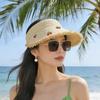 Dopamine Cherry Strawberry Sun Hat Beige Khaki Sunscreen Open-crown Straw Hat Breathable Headband-style Sunshade Cap Vacation