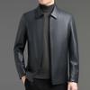 Leather Jacket, Men's Sheep Jacket, Men's Lapel Leather Jacket, Middle-aged and Elderly Spring and Autumn Coat, Dad's Top