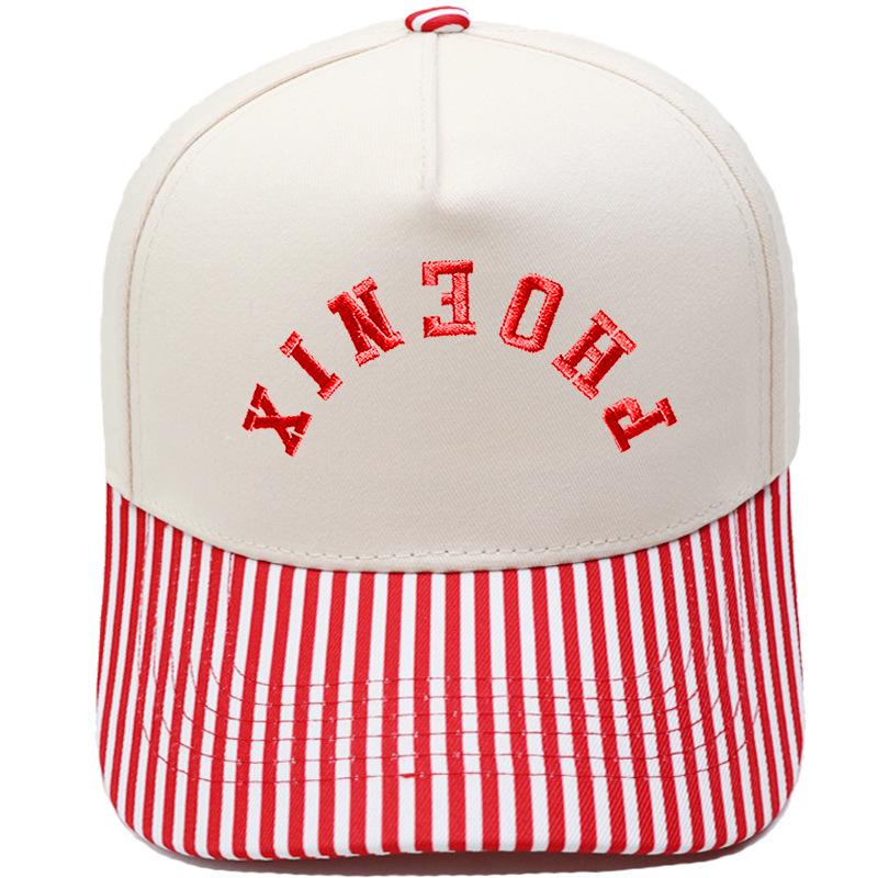 PHOENIX truck driver hat inverted embroidery retro striped color matching baseball cap European and American men's and women's casual
