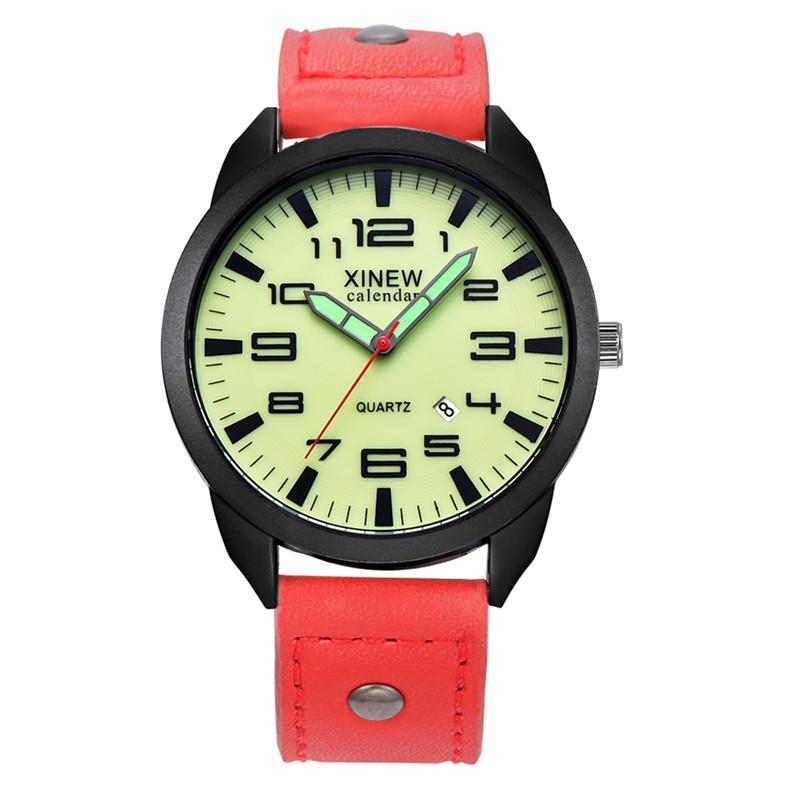 Montre Homme XINEW Brand Men Watches Black Students Casual Leather Band Sports Date Quartz Wrist Watch Relogios Masculinos
