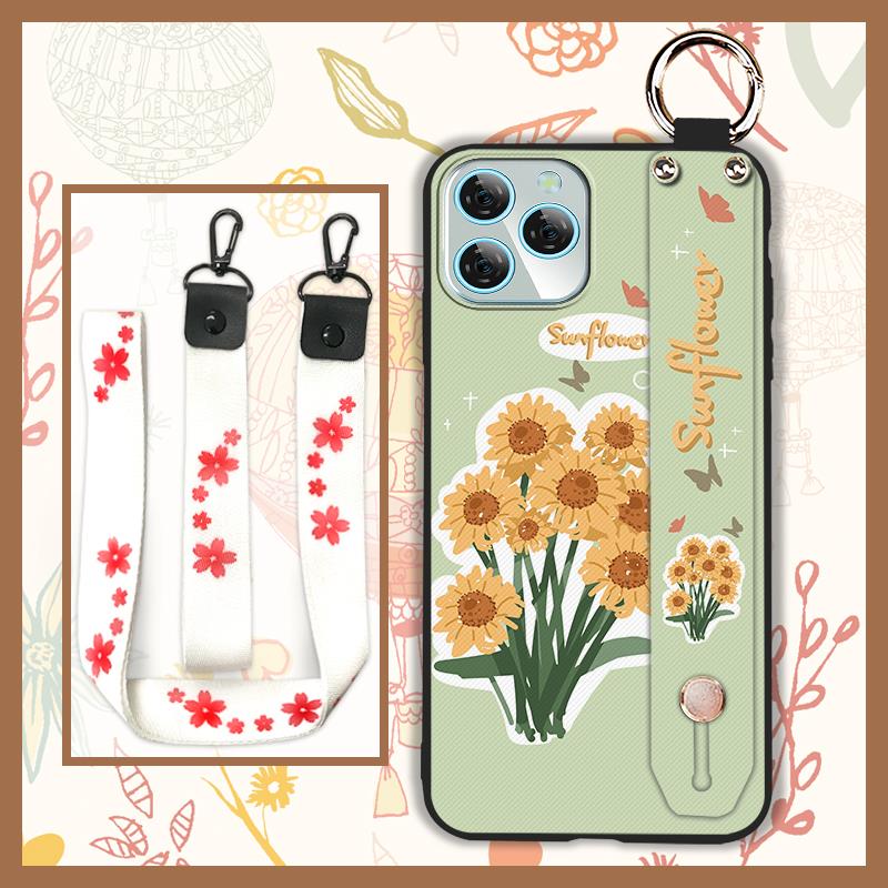 Soft case Oil Painting Phone Case For Blackview A95 Dirt-resistant Anti-dust Anti-knock Lanyard Flower Kickstand Durable