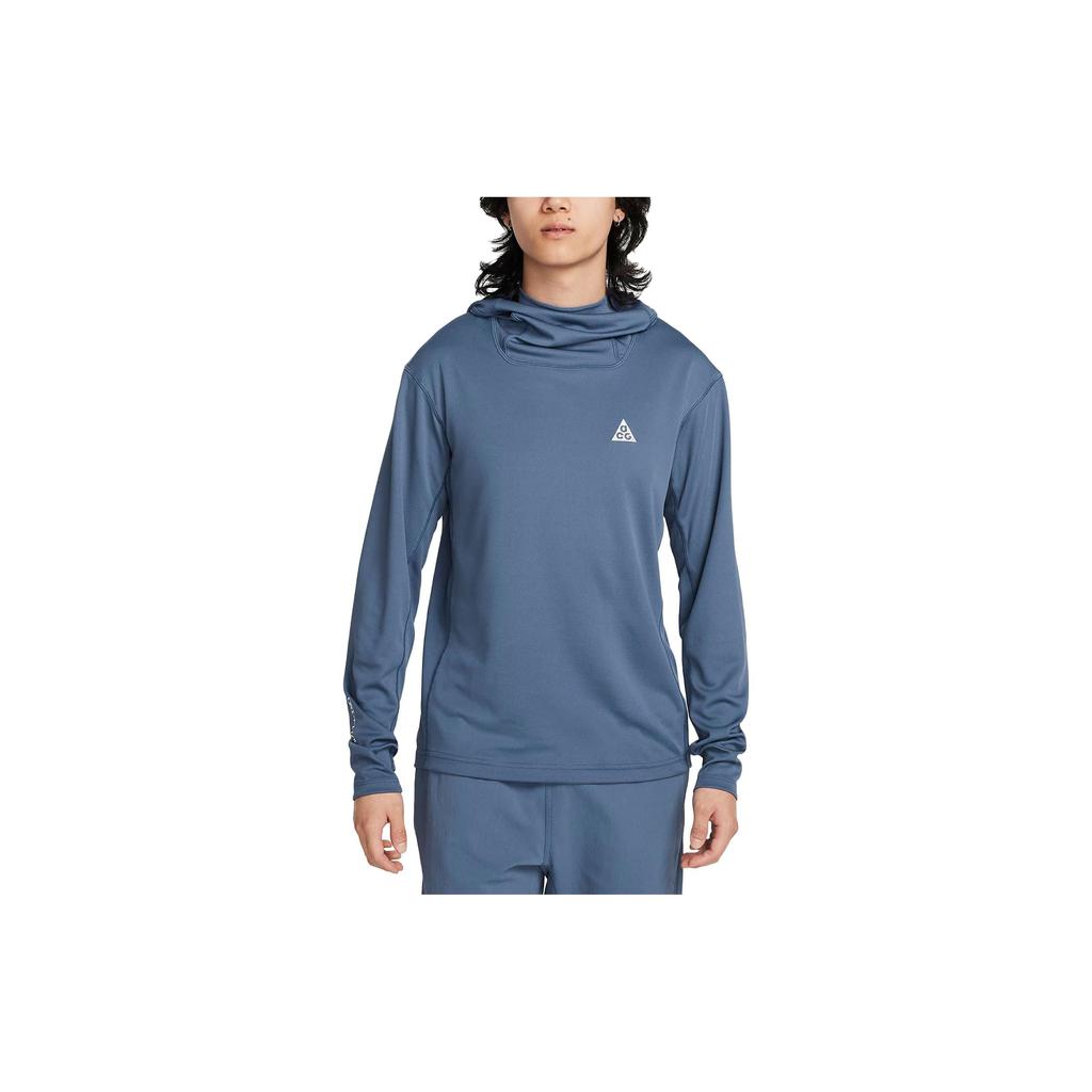 Nike Dri-Fit Adv Lava Tree Солнцезащитная быстросохнущая футболка с капюшоном и длинными рукавами Мужские топы Phantom-Blue DX6968-491