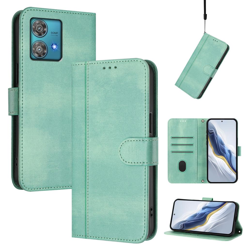 For Motorola Edge 40 Neo 5G Cases Wallet Stand Retro Texture Leather Phone Cover with Lanyard
