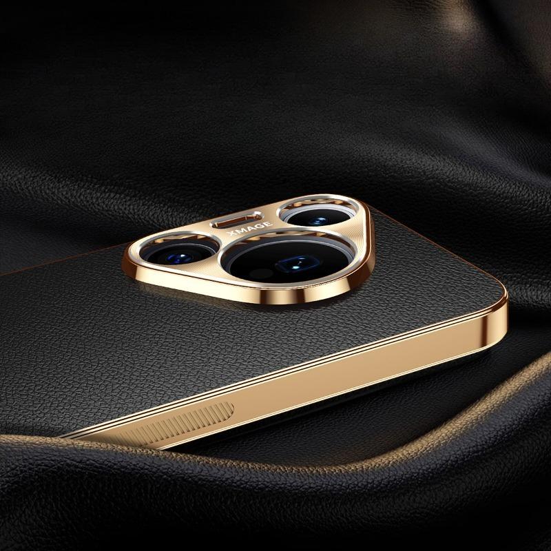 Leather Plating Shockproof Cover For Huawei Pura 70 Ultra P60 P50 P30 Pro + Plus Texture Lichee Pattern Lens Protection Case