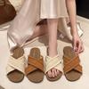 Beach feeling design niche retro cool slippers vacation soft bottom giant one-word cool slippers female gentleness