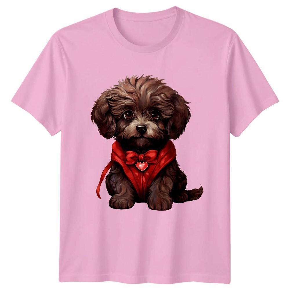 Puppy Dog Red Bow Heart Valentine Animals Unisex Unisex Graphic Tee
