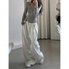 Vintage Baggy Sweatpants Women Autumn Y2k Korean Loose Wide Leg Pants Zipper Fly Casual Sports Pants Streetwear