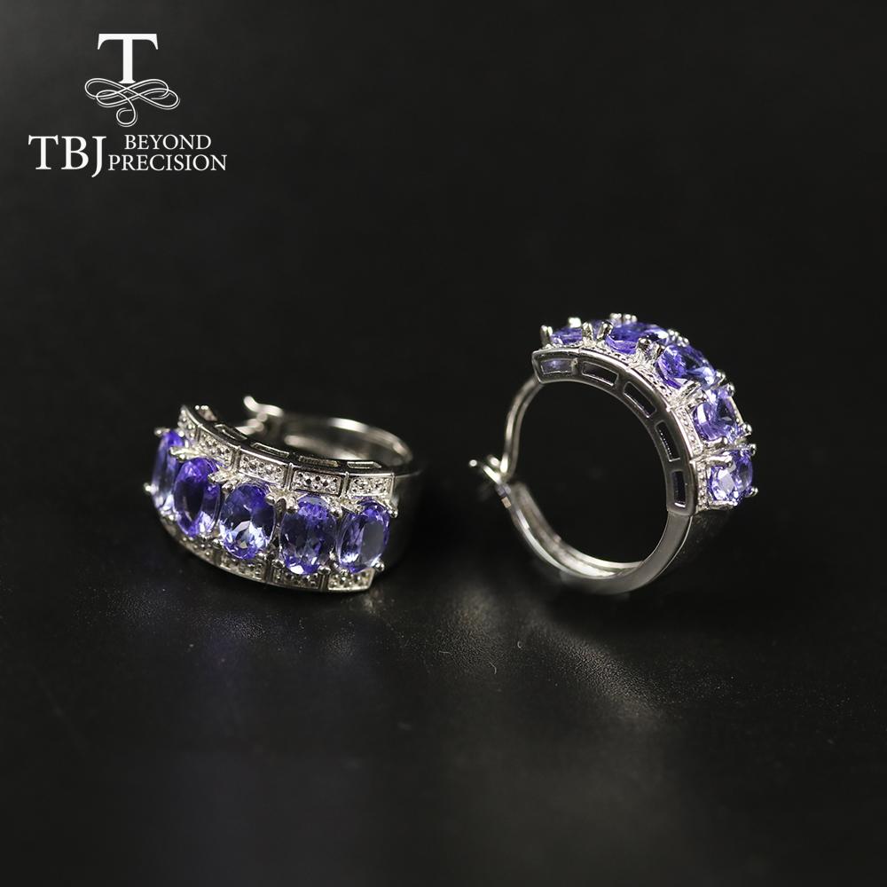 100% натуральный танзанит 5 карат, серьги-застежки, 10 штук овальной огранки 4*6 мм, ювелирные изделия из драгоценных камней Танзании, серебро 925 пробы для женщин