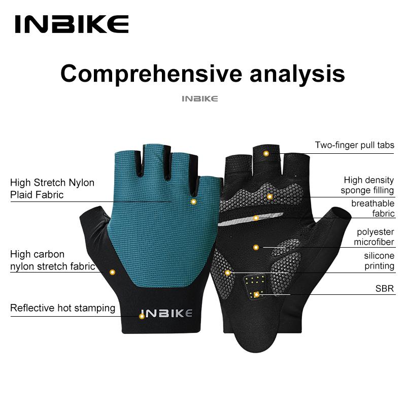 INBIKE Cycling Gloves Summer MTB Bike Gloves for Men Gel Padded Half Finger Road Bicycle Gloves Accessories