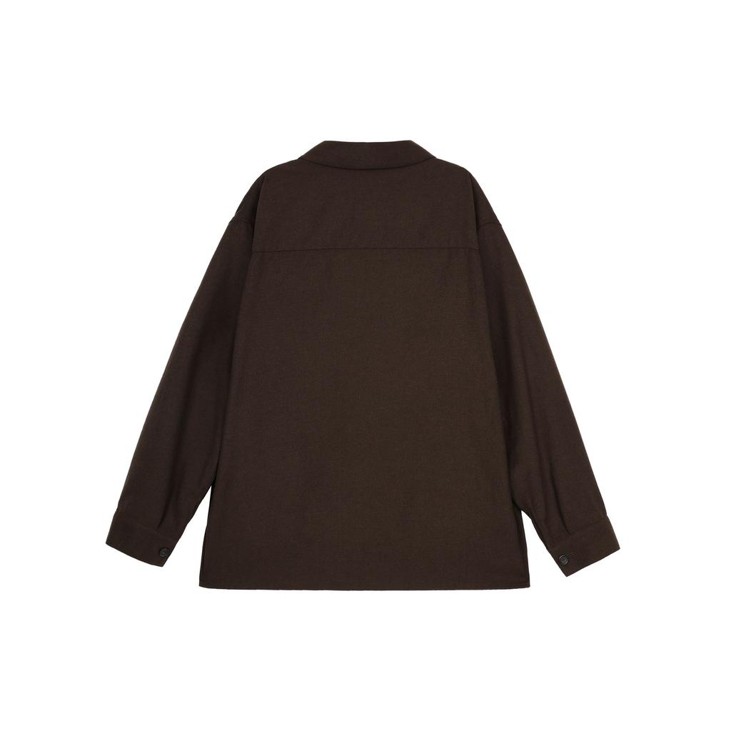 Uniqlo Однотонная рубашка с длинным рукавом, однобортная, свободного кроя, унисекс, коричневая 460691-37