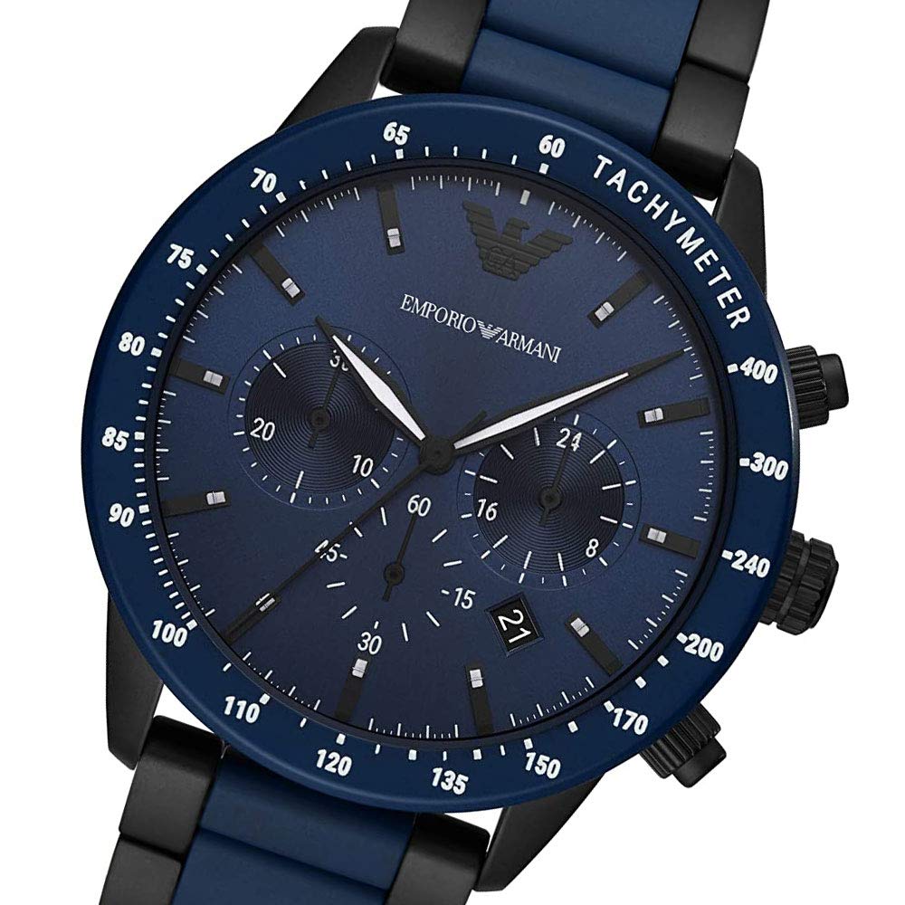 EMPORIO ARMANI Мужские часы-хронограф Mario Ceramica, темно-синие и черные, AR70001 [Параллельный импорт]