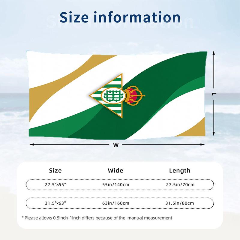 Real Betis Football Beach Towel Soft Microfiber Summer Towel Quick Dry Absorbent Towel for Beach Swimming Pool Travel