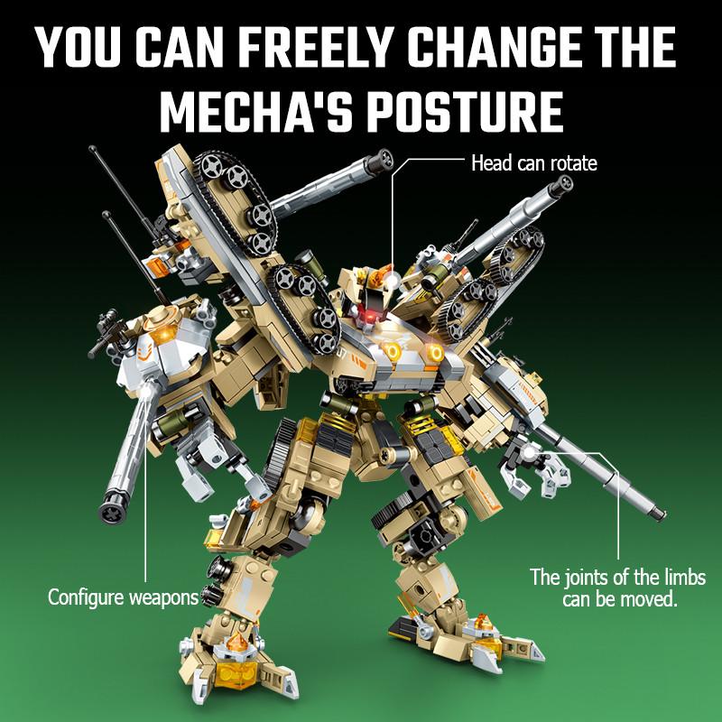 Non-Toxic Sembo 1075Pcs Tank Transforming Mech Robot Model Building Blocks Moc Military Series Vehicle Assembly Bricks Toys For Children Gifts