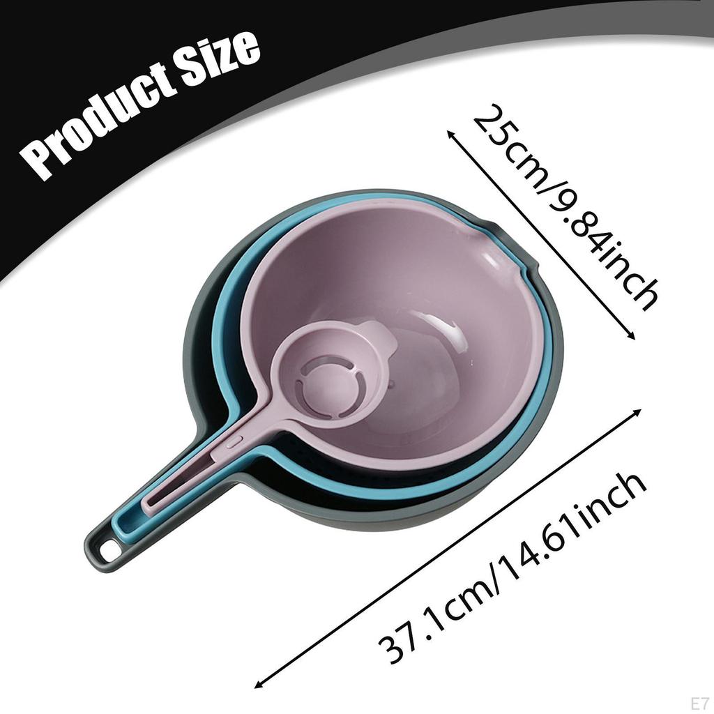 Набор мисок для смешивания Миска для гнездования с ручкой Носик для слива Дуршлаг Корзина для мытья овощей для