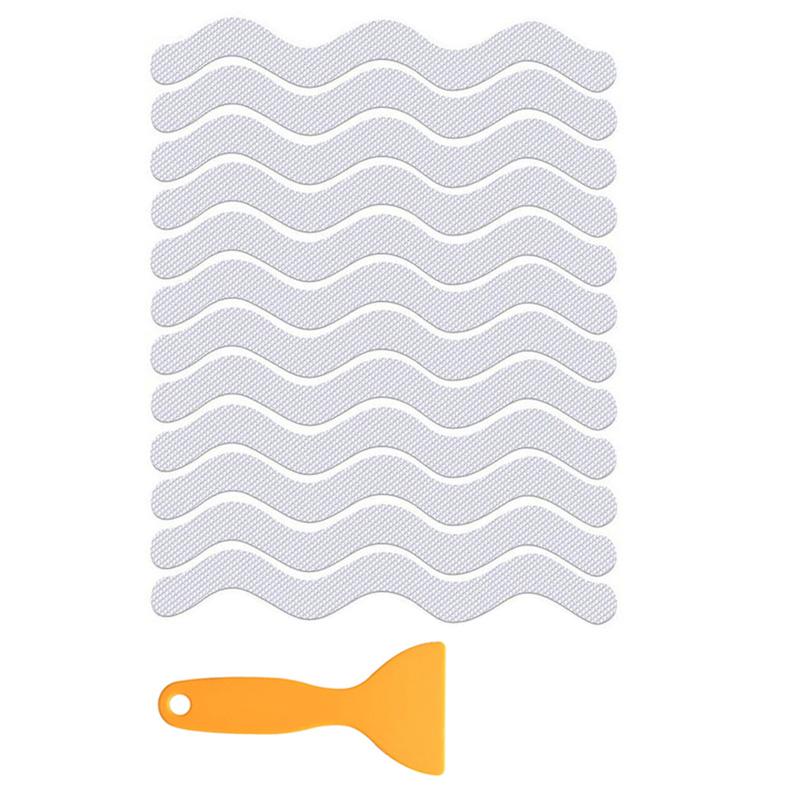 6/12/24Pcs Anti Slip Shower Stickers With Scraper Safety Bathtub Strips Adhesive Decal Waterproof For Bath Tub Shower Stairs