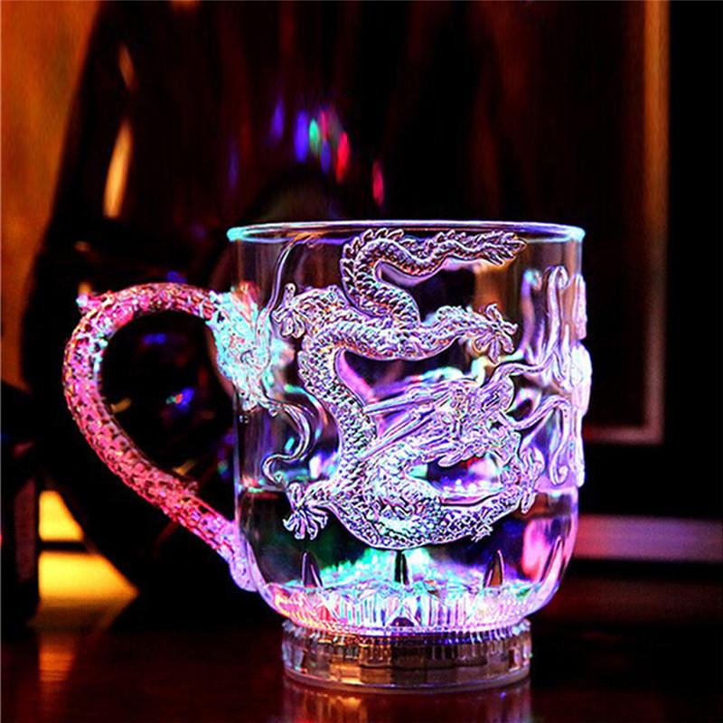 Creative Dragon LED Inductive Rainbow Party Flashing Light Whisky Mug Beer Cup