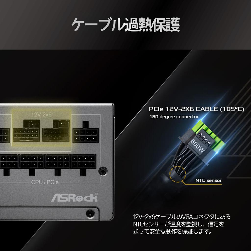 Блок питания для ПК ASRock Steel Legend, совместимый с GPU следующего поколения, 1200 Вт, совместимый с PCIe 5.1, 80PLUS Platinum, ATX 3.1, полностью модульный, кабель 12V-2x6