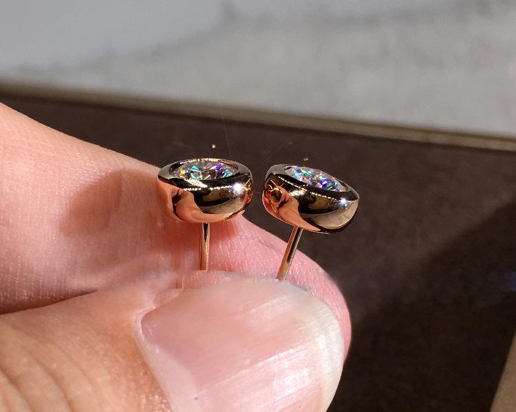 Серьги Желания: Серебро S925, розовое золото 14 карат, круглый фианит, белый циркон