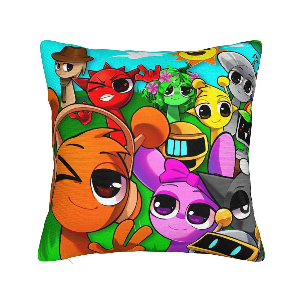 Игровые квадратные наволочки Sprunki Мультяшная наволочка для подушки Модная полиэстеровая декоративная наволочка для автомобиля 45x45см