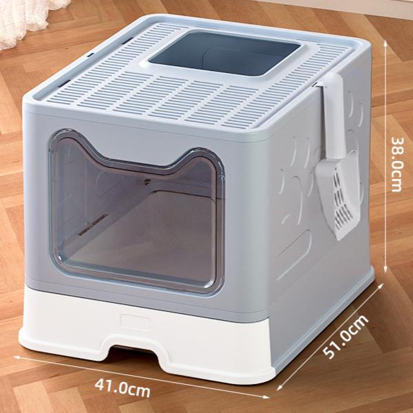 Covered Top Entry Kitten Litter Pan for Small and Medium Cats, Anti-Splashing Kitty Potty with Slide-Out Litter Tray