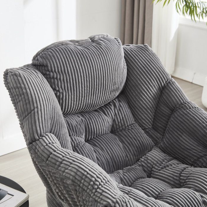 Fauteuil inclinable avec repose-pieds, accoudoirs et poches latérales Fauteuil de lecture avec repose-pieds Fauteuil d'angle gris