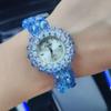 Женские роскошные браслетные часы с синим кристаллическим кварцем