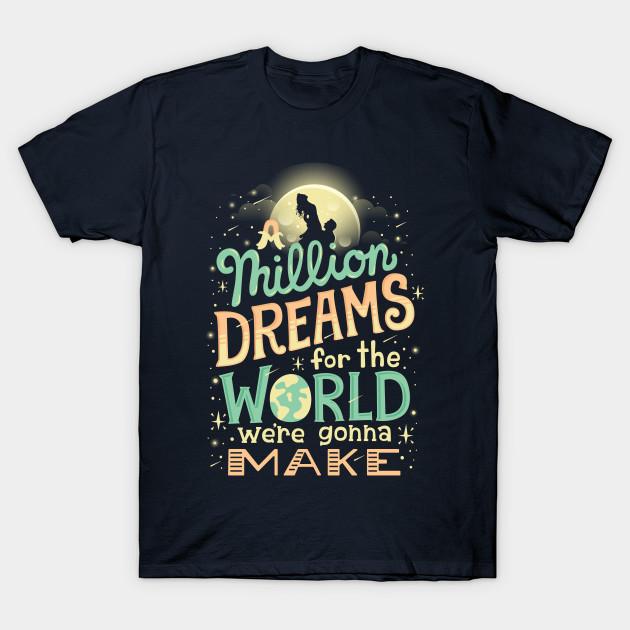 Asian Size Men Black Print T-shirt Million Dreams No-Cut Heat Transfer Print Cotton Tshirt