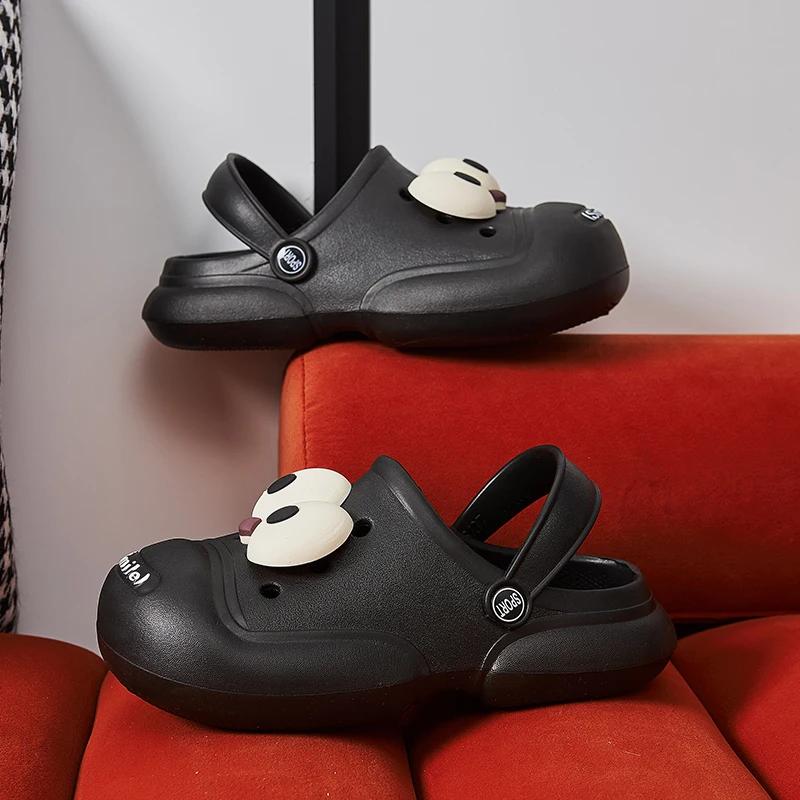 Fashion 2024 New Thick Soles Sandals Hole Shoes Women Increase Non-slip Summer Wear Beach Sandals Outdoor Cute Slippers Big Eye Diy Deco