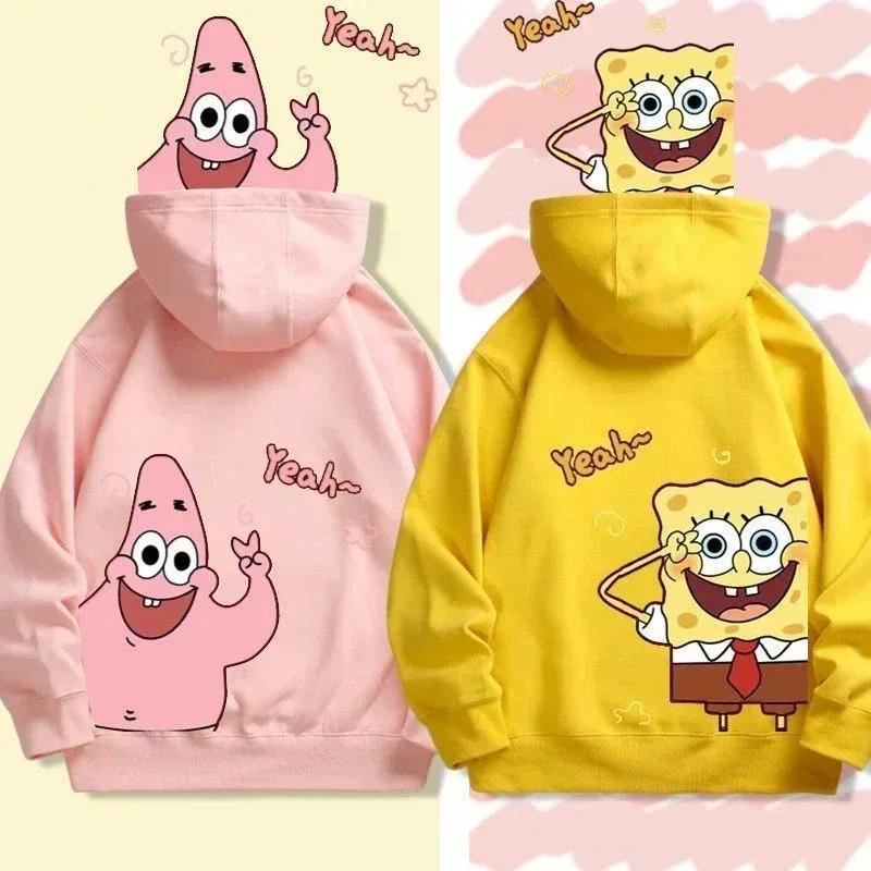2025 MINISO Animation Spongebob Squarepants Sweatshirt Cartoon Polyester Hoodies for Autumn and Winter Thin or Fleeced Long-Sleeved Hooded