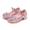 Детские туфли на высоком каблуке весна и осень девочки туфли принцессы маленькая девочка туфли на плоской подошве детские кожаные туфли блестки Эльза мода