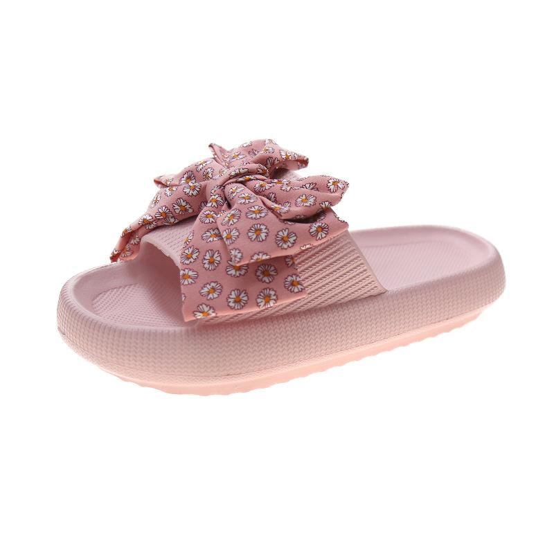 Женские летние новые сандалии на толстой подошве с бантом, модная уличная одежда для купания в помещении, нескользящая пляжная дышащая износостойкая обувь