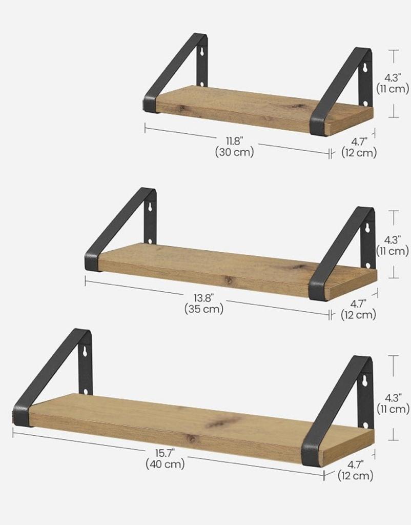 Półka Wisząca 3Szt. Artisan Komplet Zestaw Rustykalny Loft Regał Wiszący
