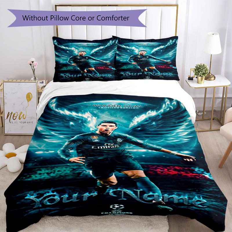Cristiano Ronaldo Customizable Name Duvet Cover Set Perfect for Decorate room Breathable Duvet Cover Custom Room Decor Gift for Festivals