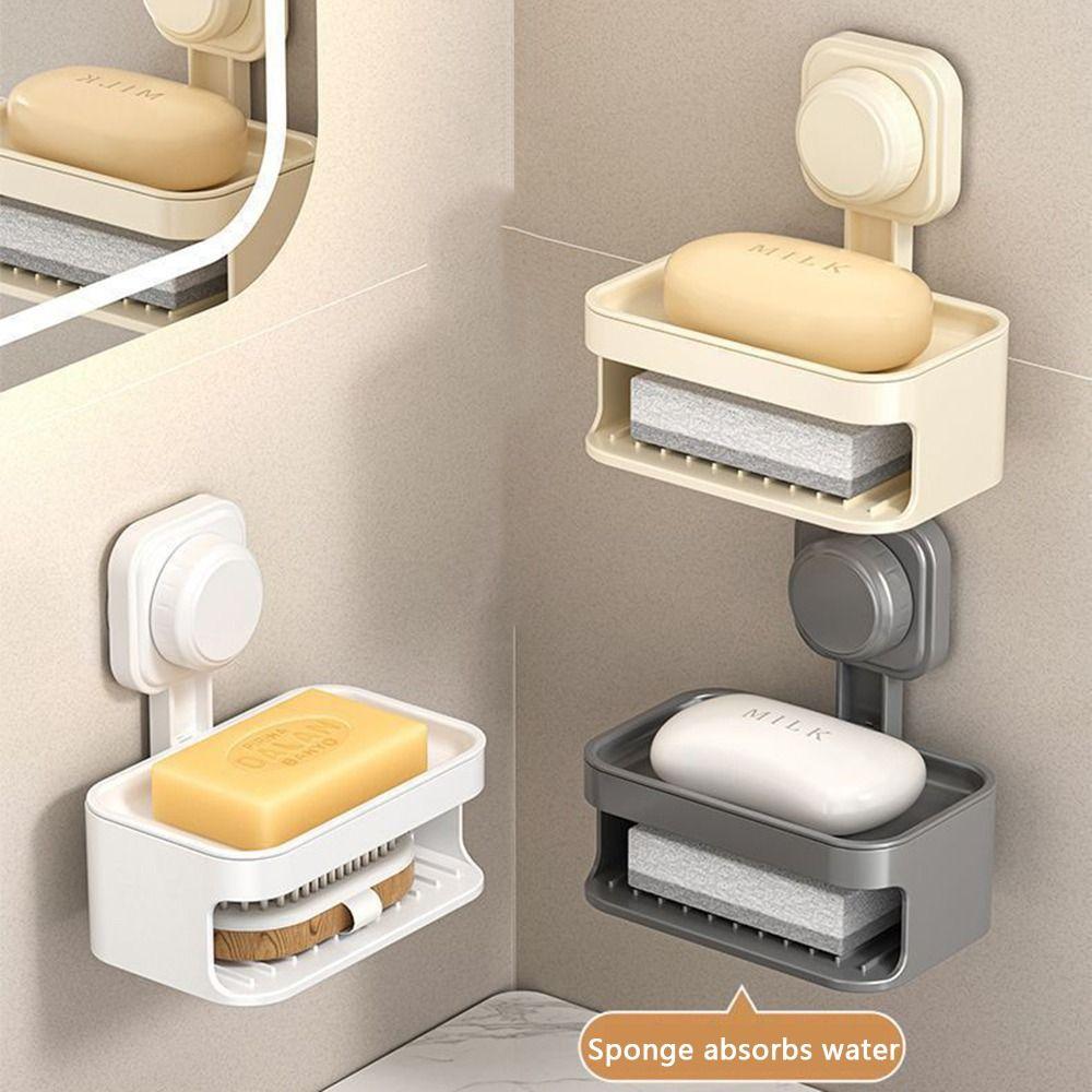 Настенный держатель для мыла, двухслойная полка для слива мыла, присоска, мыльница, бытовая