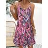 Allover Print Spaghetti Strap Loose Dress, Casual Sleeveless V Neck Cami Dress For Spring & Summer, Women's Clothing