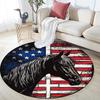 Horse Round Area Rug,Carpet Rug for Living Room Bedroom Sofa Playroom Decor,Non-slip Floor Mat