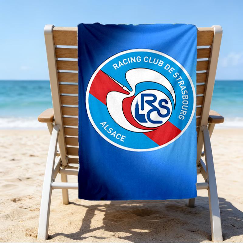 Football Strasbourg Crest Beach Towel - Soft, Absorbent Microfiber, Lightweight, Ideal for The Beach, Parties, Travel, Camping fan gifts