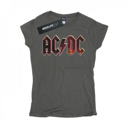 AC/DC Womens/Ladies Raw Distressed Logo Cotton T-Shirt