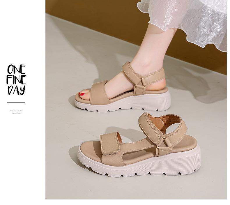 Foreign trade large size platform sandals women's 2025 summer new light and comfortable casual Velcro beach women's shoes