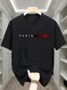 Summer Unisexs 100 pure cotton casual fashion Paris pattern creative printing loose sports round neck short sleeved Tshirt top