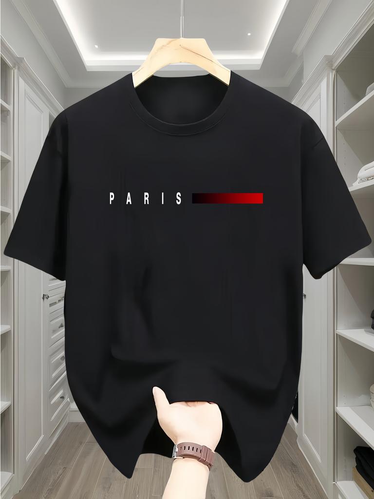 Summer Unisexs 100 pure cotton casual fashion Paris pattern creative printing loose sports round neck short sleeved Tshirt top