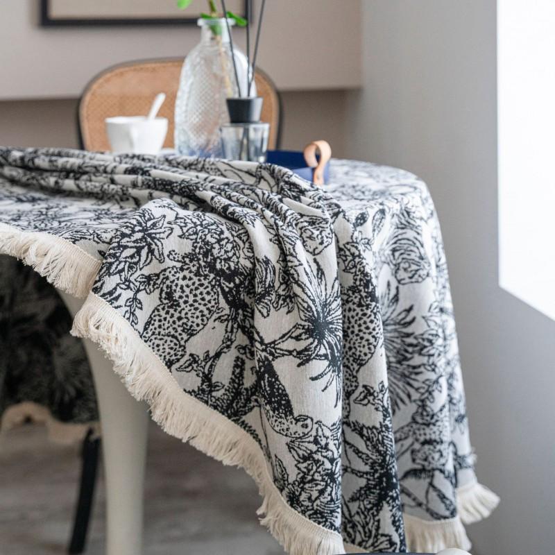 Cotton Jacquard Tablecloth Round Dining Table Cover