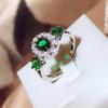 European and N Womens Ring Emery Emerald Ring Diamond Encrusted Ladys Ring