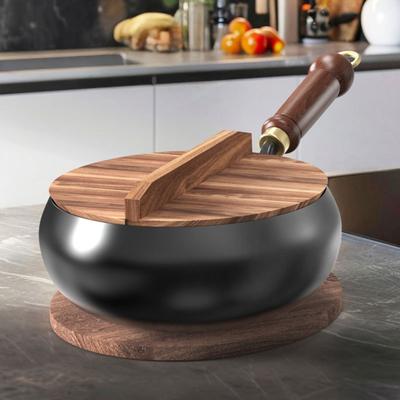 Традиционный вок-котелок, чугунный горшок ручной ковки, большая сковорода для жарки супа, уникальная железная кухонная утварь