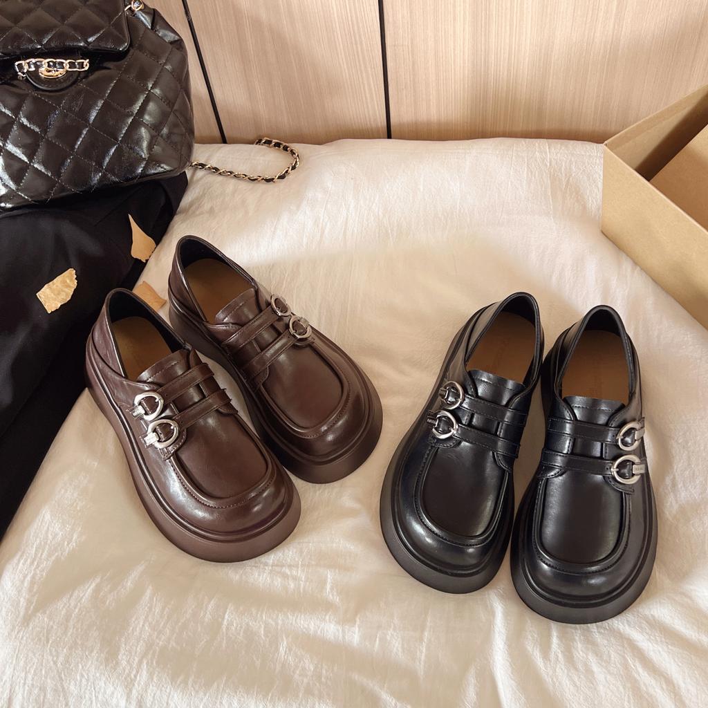 Retro British Style Heightened Platform Small Leather Shoes Women's 2025 New Spring and Autumn Versatile Skirt Mary Jane Loafers