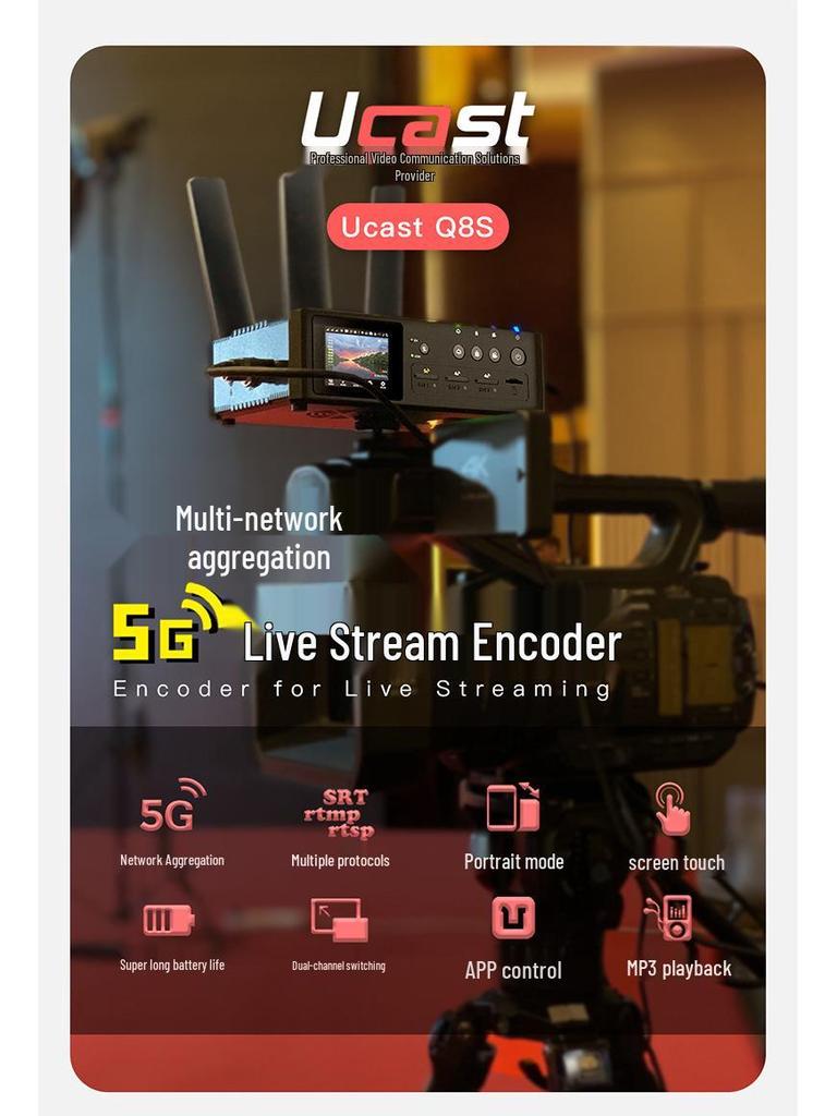 7Ucast q8s 5G Мультиагрегационный кодер для прямой трансляции для удаленных открытых платформ