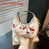 Shoulder Fashion Crossbody Bag With Cherry Print And Chain Design For Daily