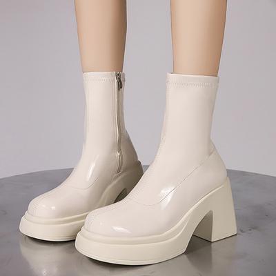 Ботильоны женские на платформе с высоким каблуком, зимняя мода, кожаные туфли для женщин, тренд 2024 года, туфли-лодочки, готические туфли, ботинки